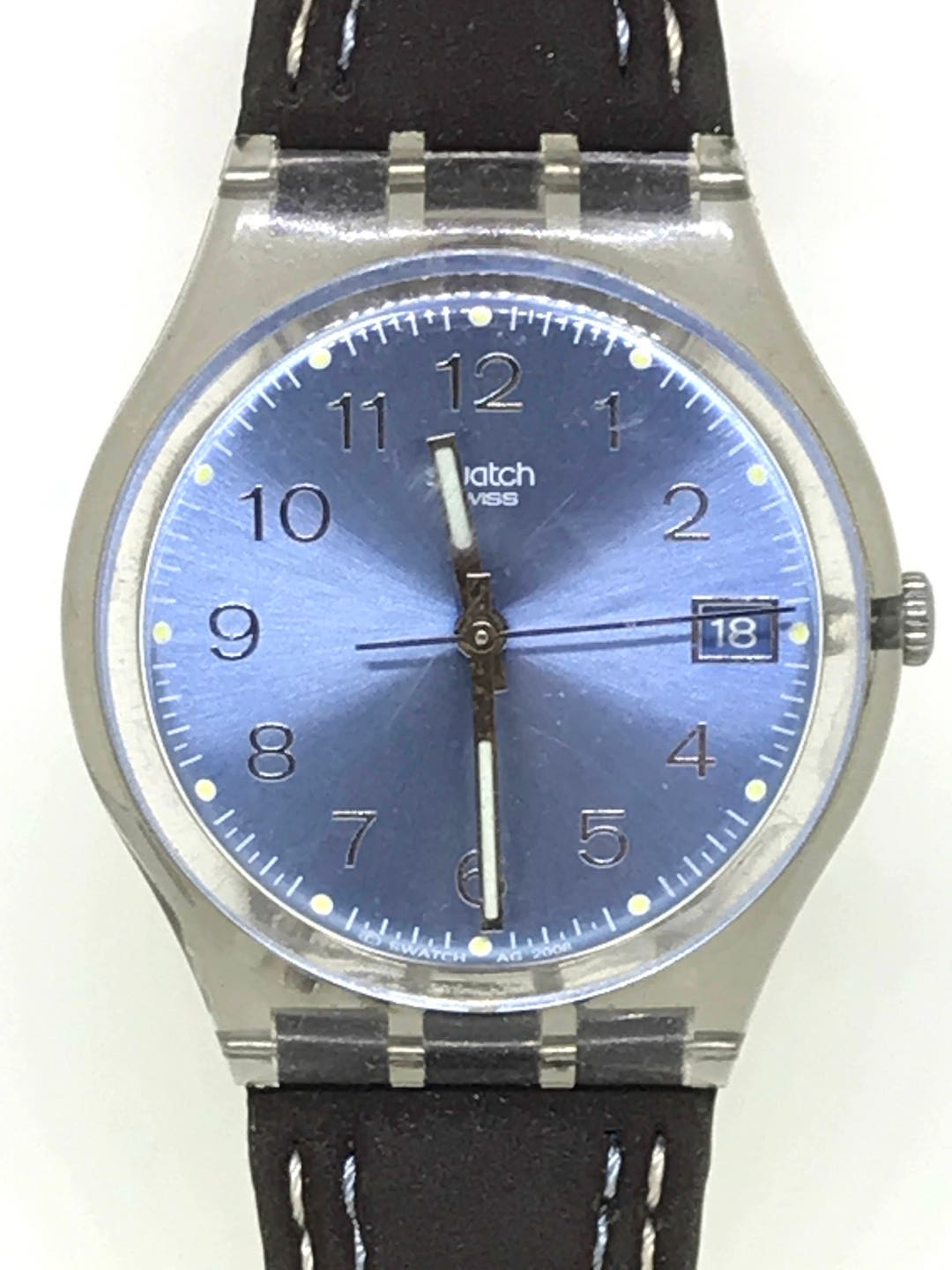 2004 Swatch Watch Blue Choco GM415 Gents Originals Orologio Reloj
