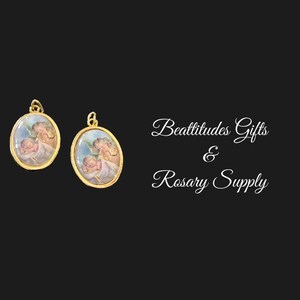 GUARDIAN ANGEL Medal Set of 2 Charms Italy Gold Tone Baptism Pendant gold Foil accent