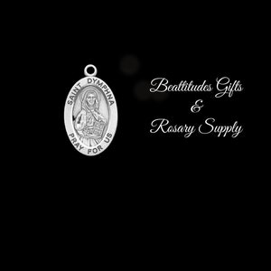 Saint Dymphna STERLING SILVER MEDAL St. of Alzheimers and Dementia Healing Mental Stress Medal