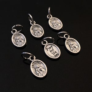 Saint Jude Pray For Us very Small Medals Oxidized Silver LOT OF 6 Bracelet or Rosary Dangle Catholic St. Miracle worker