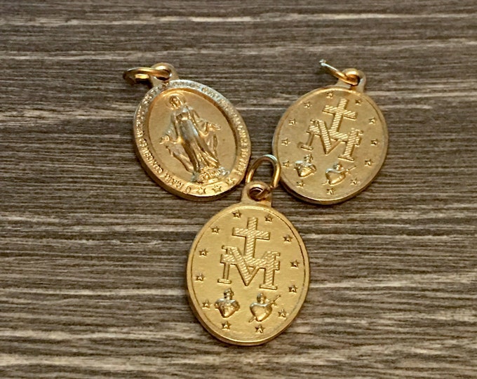Madonna Miraculous Medals Gold Tone Double Sided ITALY Set of 3 for ...