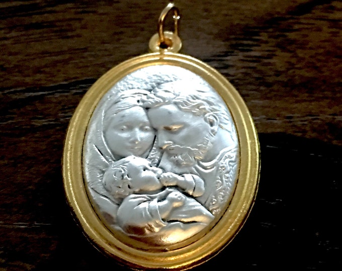 Holy family pray for us medals set of 2 large madonna baby jesus and