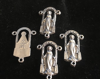 Madonna Miraculous Medals Rosary Centerpiece Vintage style 4 Medals Double sided Medal