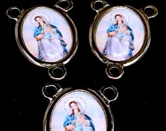 Madonna and Child Jesus Silver Tone Rosary Centerpiece Lot of 3 Catholic Jewelry Virgin Mary PROVIDENCE