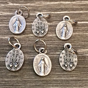 Madonna Miraculous Extra Small  Medals Double sided Set of 6  for Charm Bracelet or Pendant Virgin Mary