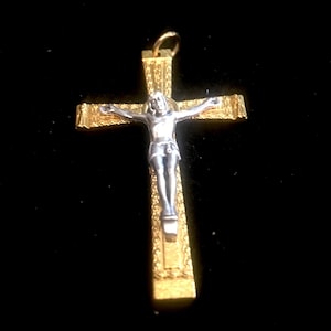 Jesus Gold tone Cross With Silver tone Jesus Crucifix 2 inch  Light weight cross