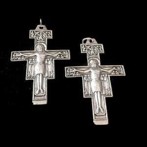 San Damiano Francis Vintage style Jesus Cross Rosary Cross  Set of 2  Italy Pendant Cross Crucifix