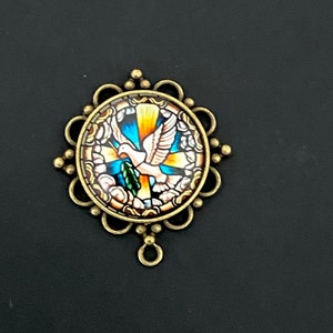 Holy Spirit Dove EXTRA LARGE Brass Tone Rosary Centerpiece Medal Jewelry Jesus Rosary Parts CONFIRMATION