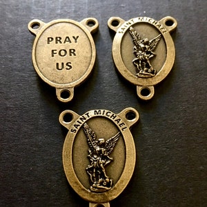 Saint Michael Rosary Centers Brass  Lot of 3  Protector Pray for Us  From Italy St. Centerpiece Connector