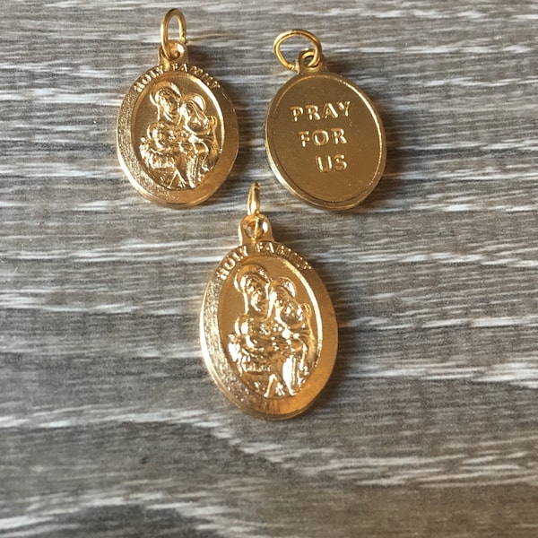 Jesus Nativity Christmas Holy Family Medal Gold Tone Color Set of 3 Medals for Charm Bracelet or Pendant