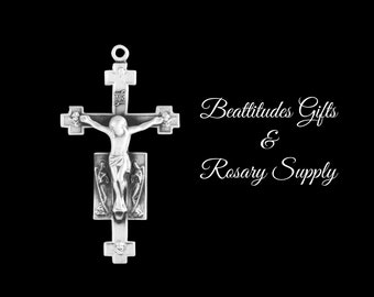 Sterling Silver Angels Crucifix with Cross Tips crucifix Rosary Cross Or Pendant Made in USA