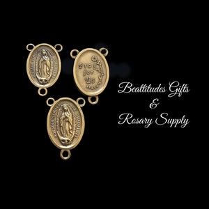 Guadalupe Pray for Us Rosary Centerpiece Brass Vintage Style Center Piece Jewelry connector Virgin Mary Medals Maonnda Double sided Medal