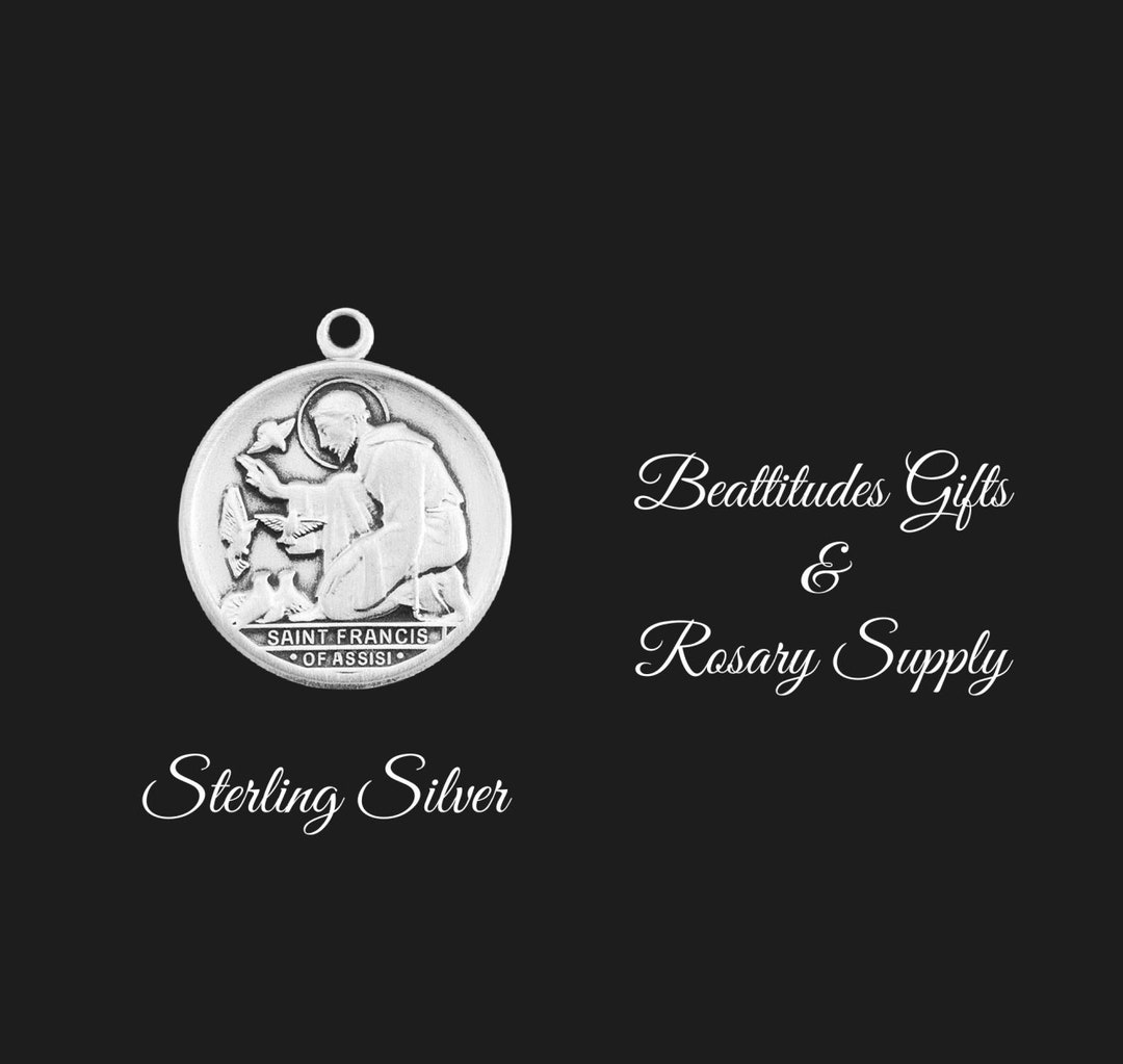 Saint Francis of Assisi With Birds Round Sterling Silver Medal Charm ...