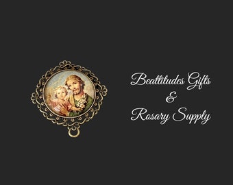 Saint Joseph Rosary Centerpiece Chaplet EXTRA LARGE Vintage style Center piece or Jewelry Connector Rosary Parts BRASS tone Large Size