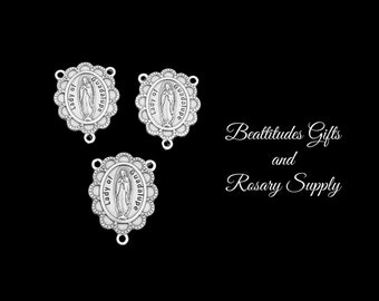 Our Lady of Guadalupe Ornate Rosary Centerpiece Madonna Virgin Mary Jewelry Connectors