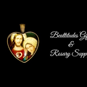 TWIN HEART Sacred Heart of Jesus and Immaculate Heart of Mary Brass tone Medal Heart Chaplet Medal