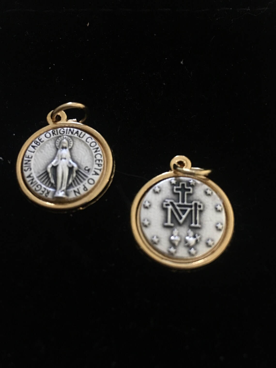 Madonna Miraculous Medals LATIN STYLE Double Sided ITALY Set of 2 for ...