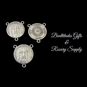 JESUS HOLY FACE Rosary Centers Heavy style Rosary Center piece  1 inch tall  Set of 3 Medals Catholic chaplet centerpiece connector