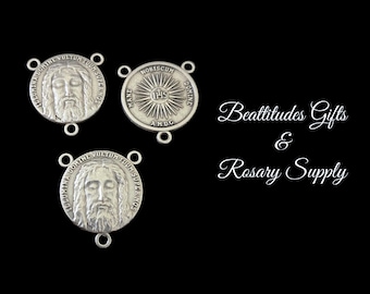 JESUS HOLY FACE Rosary Centers Heavy style Rosary Center piece  1 inch tall  Set of 3 Medals Catholic chaplet centerpiece connector