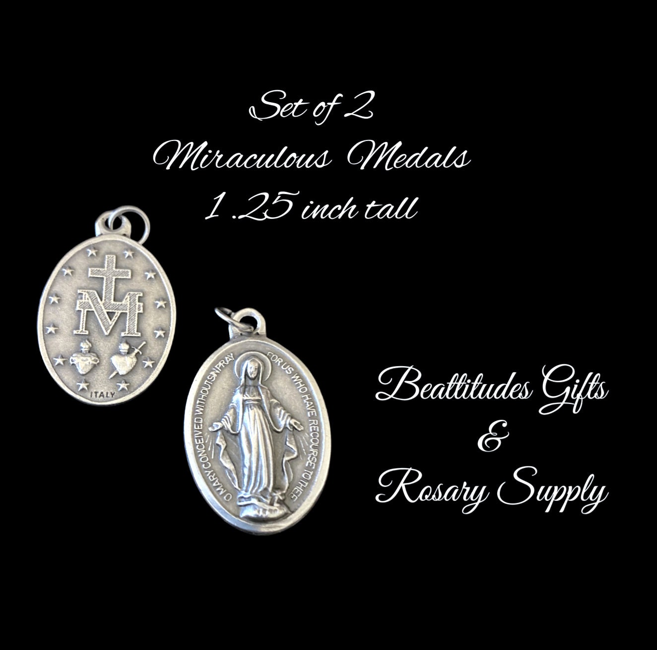 Miraculous Medal Bulk Pack of 50, 1 Silver Miraculous Medals Catholic  Pendant for Women Necklace & Rosary Necklace,Religious Virgin Mary Cross  Charms