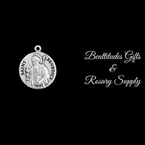 Saint Benedict Sterling SIlver Round Medal Catholic Gift Charm Pendant PROTECTION MEDAL