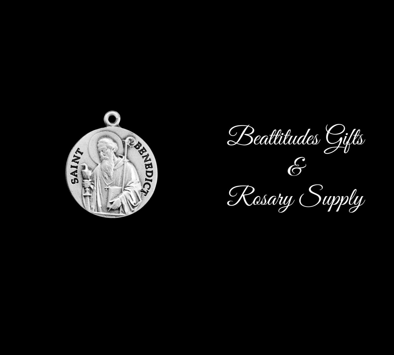 Saint Benedict Sterling Silver Round Medal Catholic Gift Charm Pendant ...