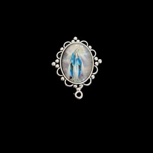 Our Lady of Grace Rosary Center Large Size Hand Made Catholic Centerpiece Connector SILVER TONE