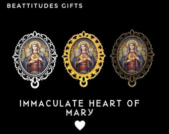 Rosario de la Virgen del Inmaculado Corazón de María Madre de Dios, centro de mesa, colores intensos, conector para centro de mesa, regalo católico del Inmaculado Corazón