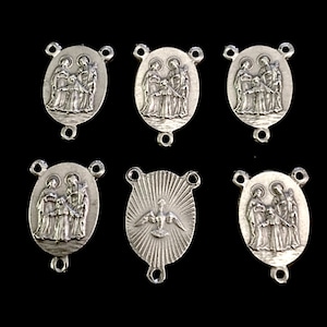 Vintage Style Holy Family with Holy Spirit Dove Rosary Center Piece Medal LOT OF 6 Small Size Rosary or Necklace Center for Chaplet
