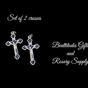 Jesus crucifix Black with Oxidized Silver Cross Rosary Crucifix Christian or Catholic Jewelry 1 1/2&quot; Tall