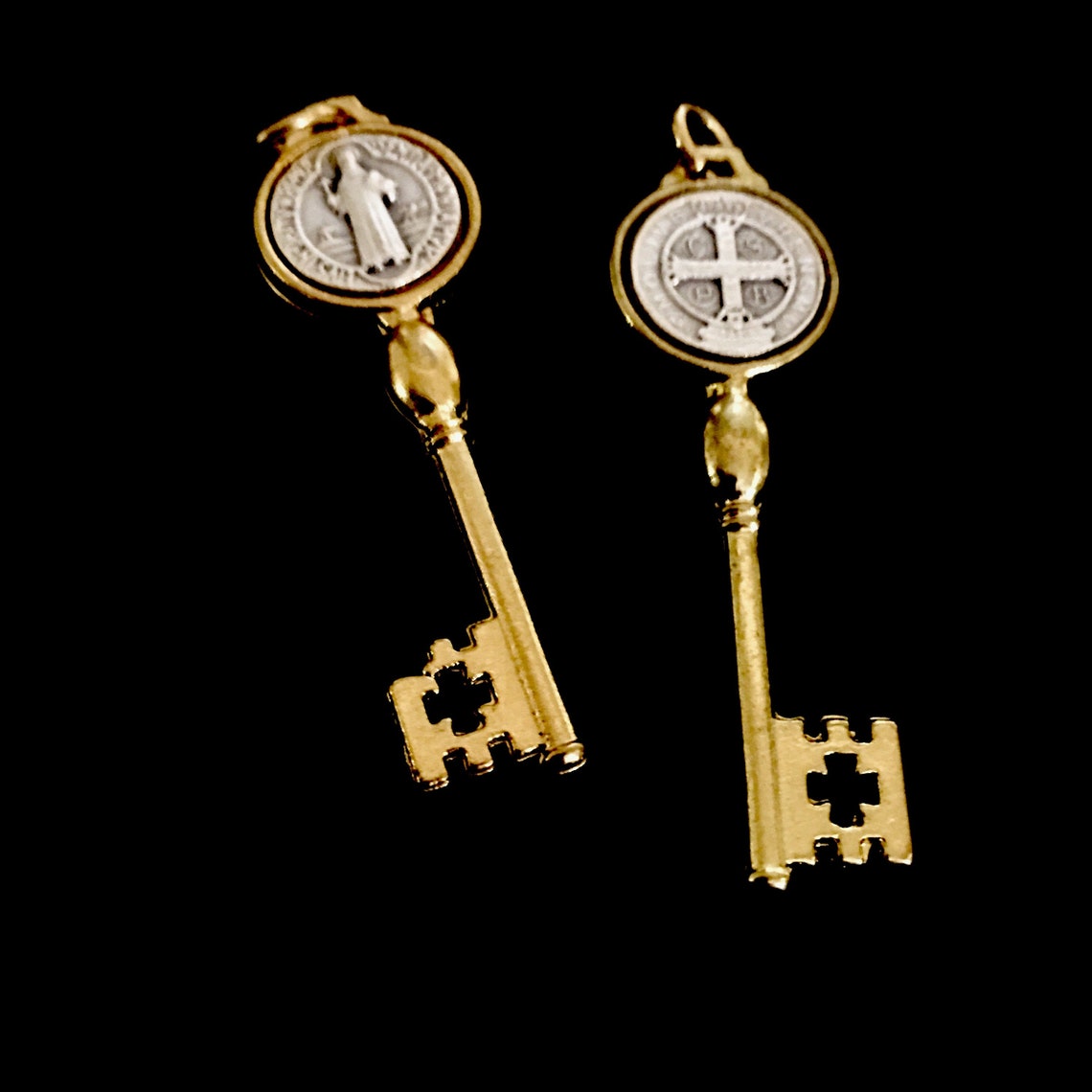 SET of 2 SAINT BENEDICT Key Large 2 inch Double Sided Etsy
