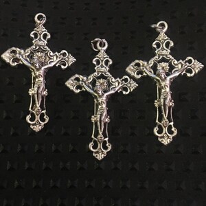 Cross Charm, Silver Cross Pendant, Fancy Crucifix, Rosary Findings - 4 –  Paper Dog Supply Co