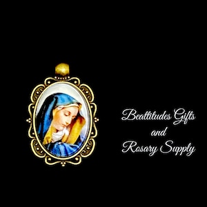 Madonna Our Lady of Sorrows Medal Chaplet Medal or Pendant Catholic Vintage style Brass Catholic gift Rosary Parts Jewelry supplies