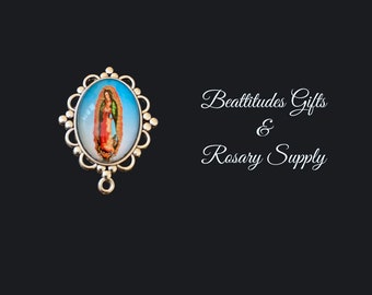 Our Lady of Guadalupe Large Rosary Centerpiece Connector 1 1/2 inch Virgin Mary Chaplet Center Piece Jewelry