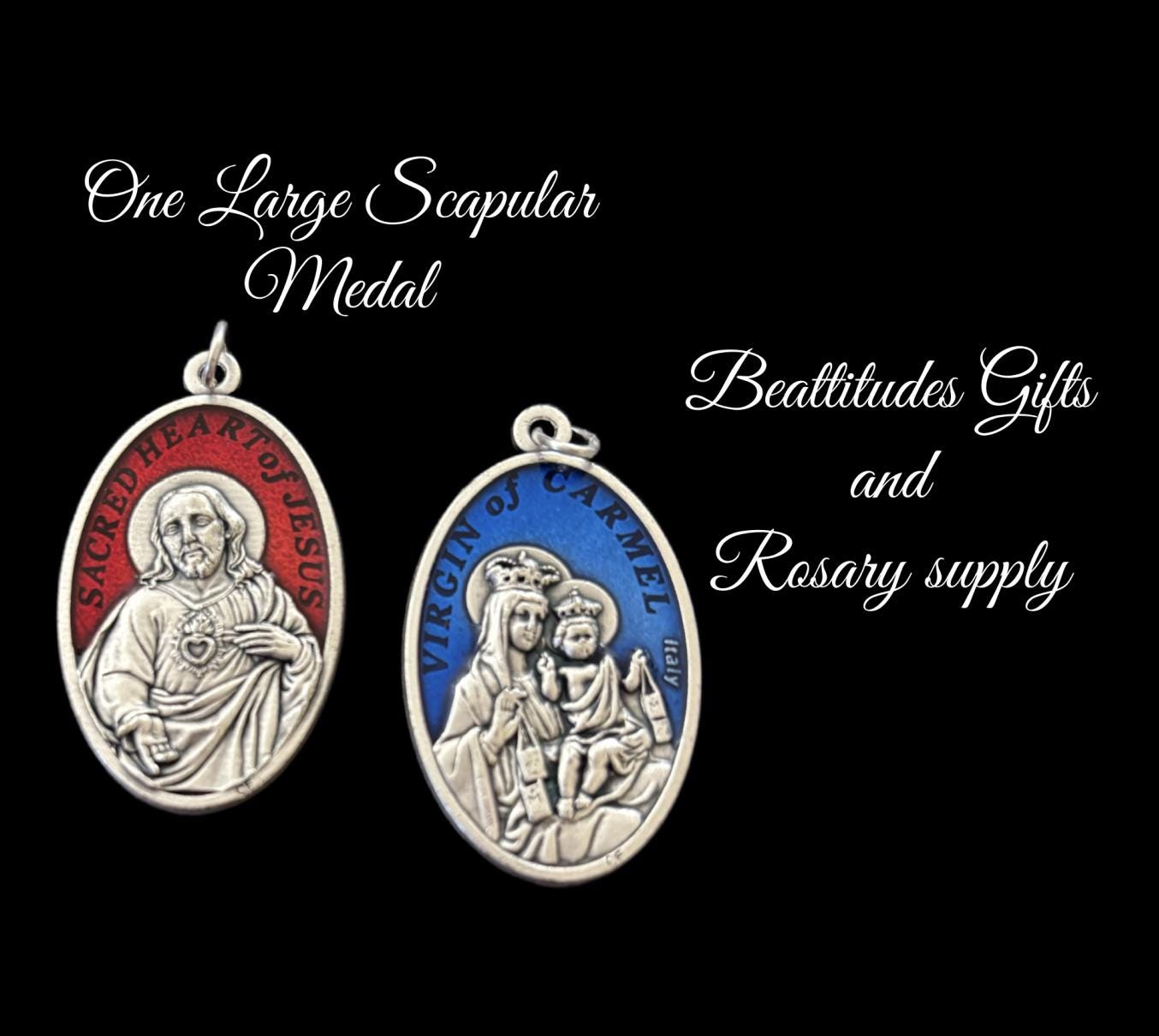 Our Lady of Scapular Carmel With Sacred Heart of Jesus Large Medal ONE ...