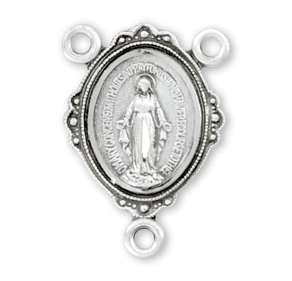Rosary Centerpiece Connector, Silver Flower Connector Center