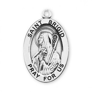 SAINT BRIGID Pray For us Sterling Silver Medal Catholic Irish Pendant St Brigid of Kildare or Brigid of Ireland