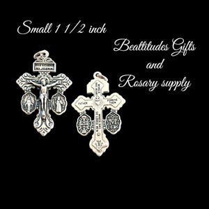 DOUBLE Pardon Crucifix Set of 2 Cross 1 1/2 inch SPECIAL ITALY Miraculous Medals Saint Benedict Rosary Cross or Jewelry Making Pendant