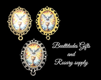Holy Spirit Dove Rosary JESUS Centerpiece  Medal Jewelry Jesus Rosary Parts CONFIRMATION center Chaplet