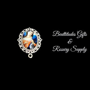 Our Lady of Knots  Rosary Centerpiece Connector Silver Tone Catholic Medal Virgin Mary Undoer of Sins