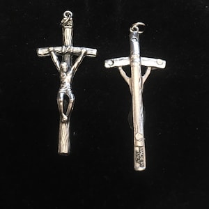 Jesus On  Cross Papal Crucifix Lot of 2 Rosary or Pendant Christian Cross Pope John Paul Cross  style 2&quot; tall ITALY