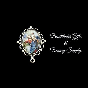 Saint Christopher Medals Rosary Centerpiece Connector Jesus with ST Christopher Silver tone Rosary Part Saint of Travel protection