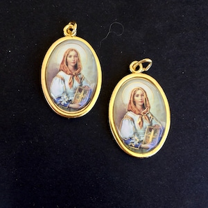 Saint Dymphna Medal GOLD TONE Made in  ITALY Set of 2  Gold foil accents St of Anxiety Stress Depression catholic Gift