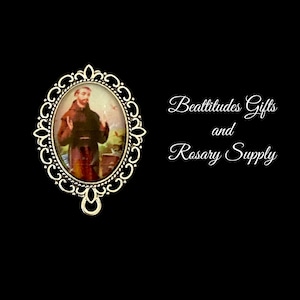 Saint Francis Photo Rosary Centers LARGE Silver tone Patron Saint of Animals  Connectors Center Piece Centerpiece Rosary parts