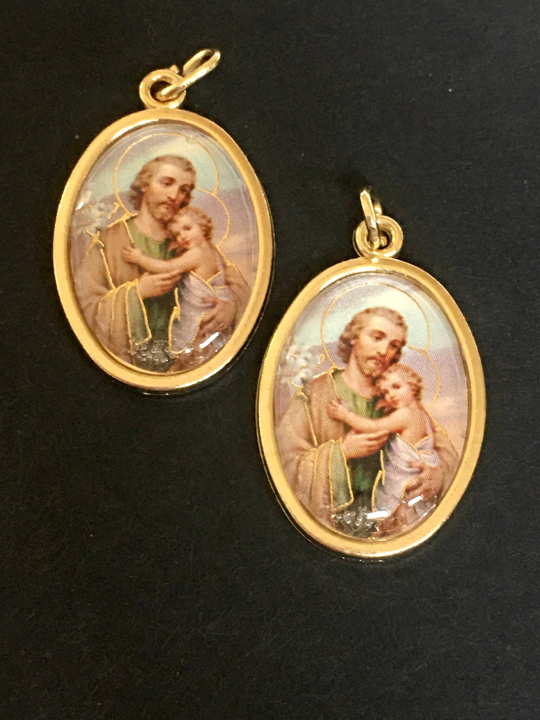 Saint Joseph Gold Foil Medal Set of 2 Charm Italy Catholic Etsy