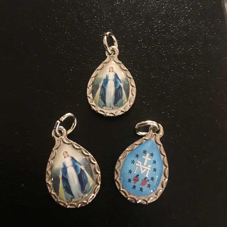 Madonna Miraculous Silvertone Small Medals Double Sided Set of 3 for ...