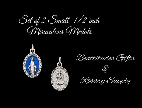 MIRACULOUS MEDAL Virgin Mary From ITALY Set of Small Catholic Charm  Pendant Rosary Dangle