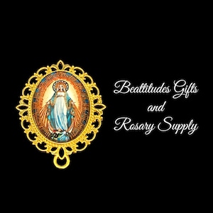 Our Lady of Grace Rosary Center Large Size Gold tone  Catholic Centerpiece Connector Virgin Mary