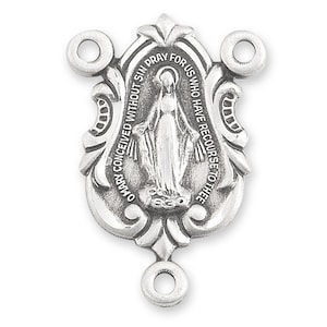 Our Lady of Grace Rosary Vintage style SMALL Centerpiece Miraculous Medal   Sterling Silver Chapelet center Or Jewelry connector