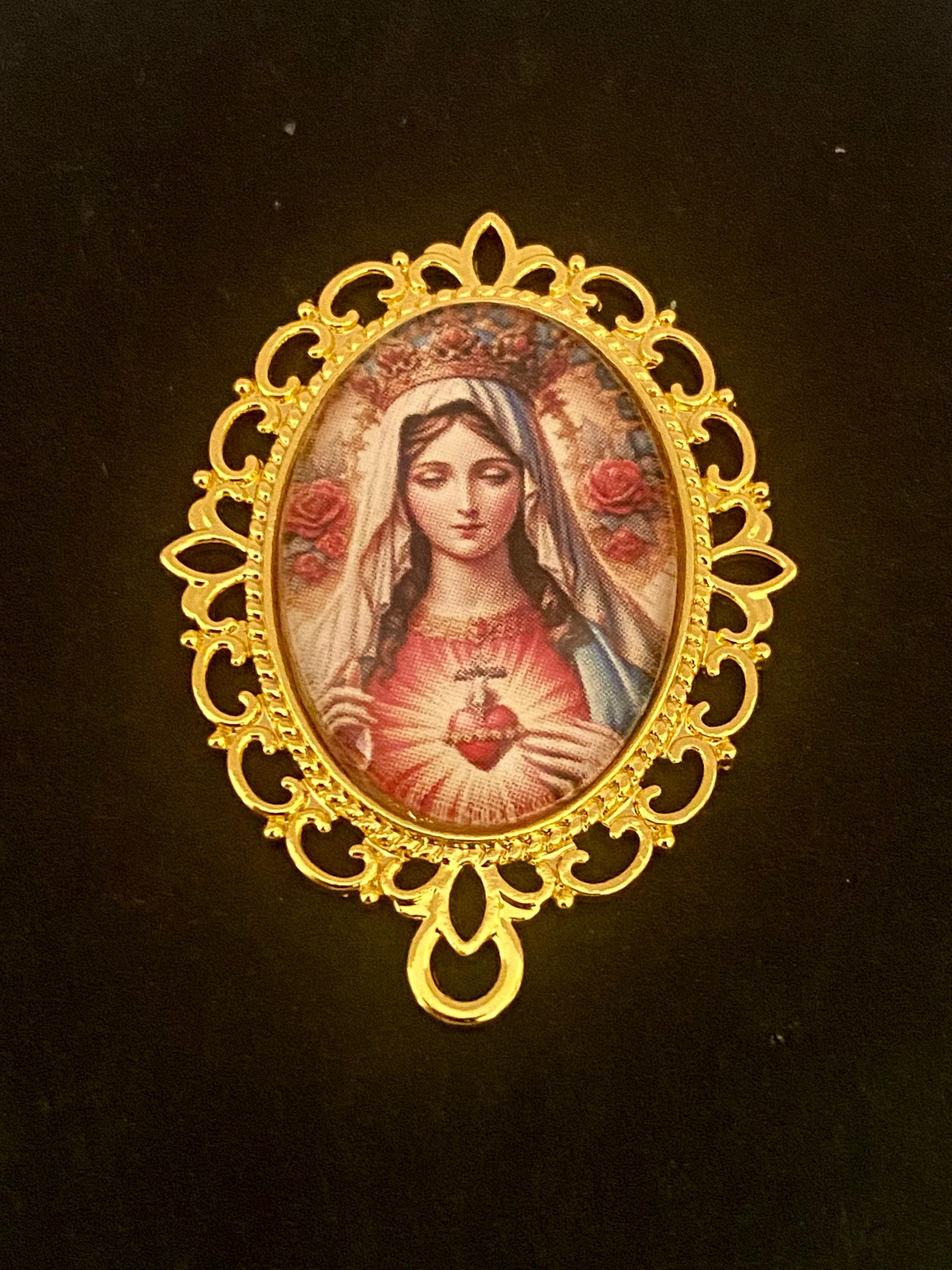 IMMACULATE HEART of MARY Rosary Center Piece Large Size Hand Made ...